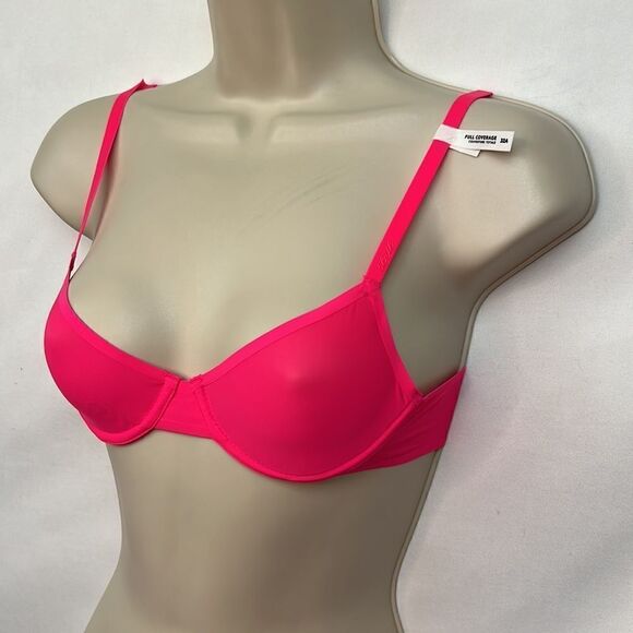Aerie Smoothez Neon Pink unlined mesh bra NWT s Full Coverage - Picture 2 of 16